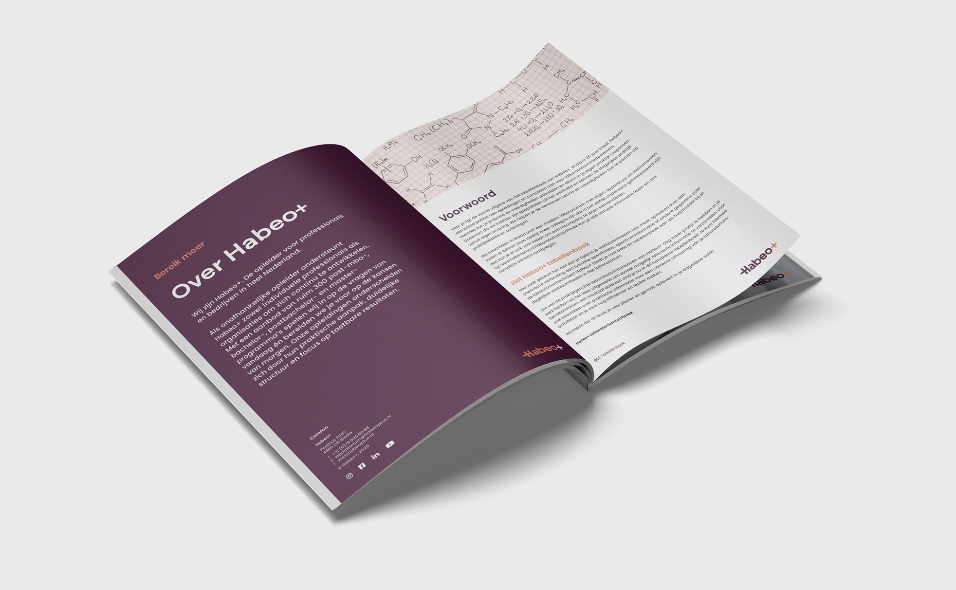 Habeo+ ontwerp tabellenboek binnenwerk branddesign Utrecht merk expert merkconsultant